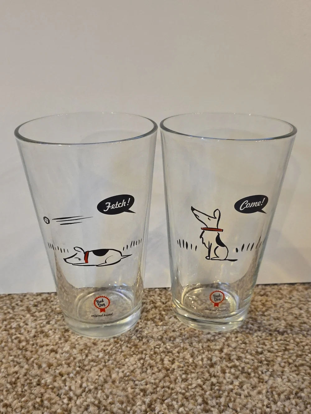 Bad Dog Pint Glasses - Fetch & Come!